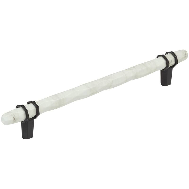 Amerock London 8 Inch Center to Center Bar Cabinet Pull - Marble White / Black Bronze