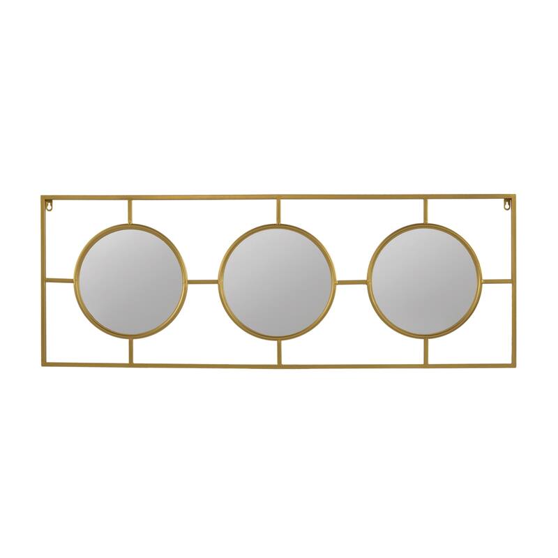 3 Mirror Piece Wall Mirror in Gold Rectangular Frame
