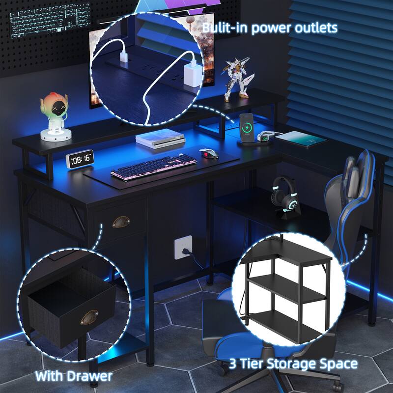 Futzca L Shaped Computer Desk, Black