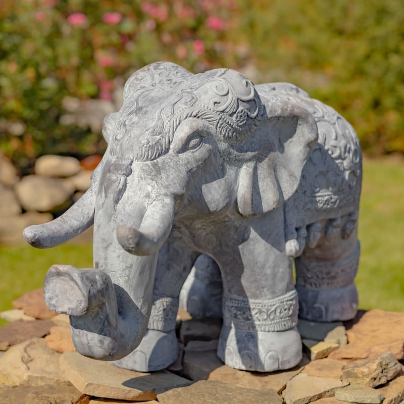 Boho Elephant Statue - 25.2"x10.6"x15.7"