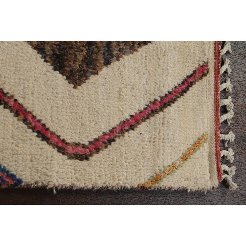 Tribal Geometric Moroccan Oriental Wool Area Rug Hand-knotted Carpet - 5'10" x 9'11"