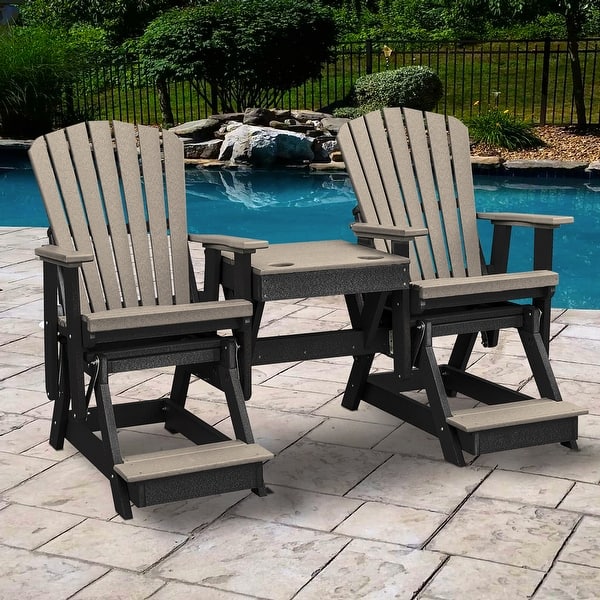 slide 2 of 8, OS Home and Office Model Double Balcony Height Glider with Center Table in Light Gray and Black