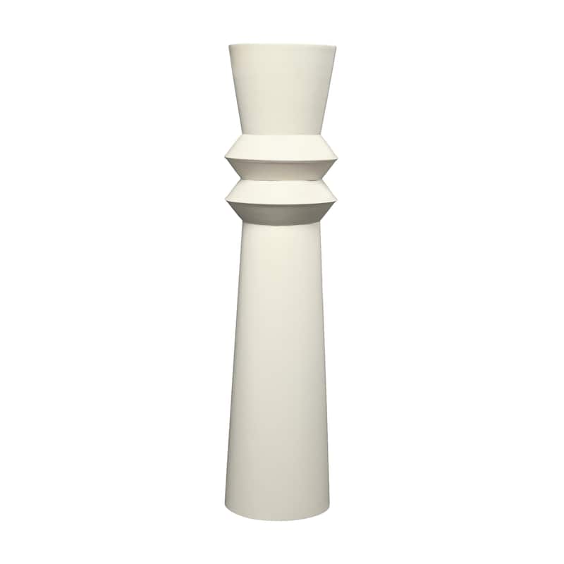Metal Tall Art Deco Fluted Floor Decorative Vase - Black or Cream - Roche River Decor