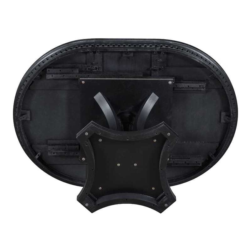 Roomfitters Extendable Oval Dining Table Set, 4 Upholstered Arm Chairs, 5-Piece Kitchen Furniture, Black Oak