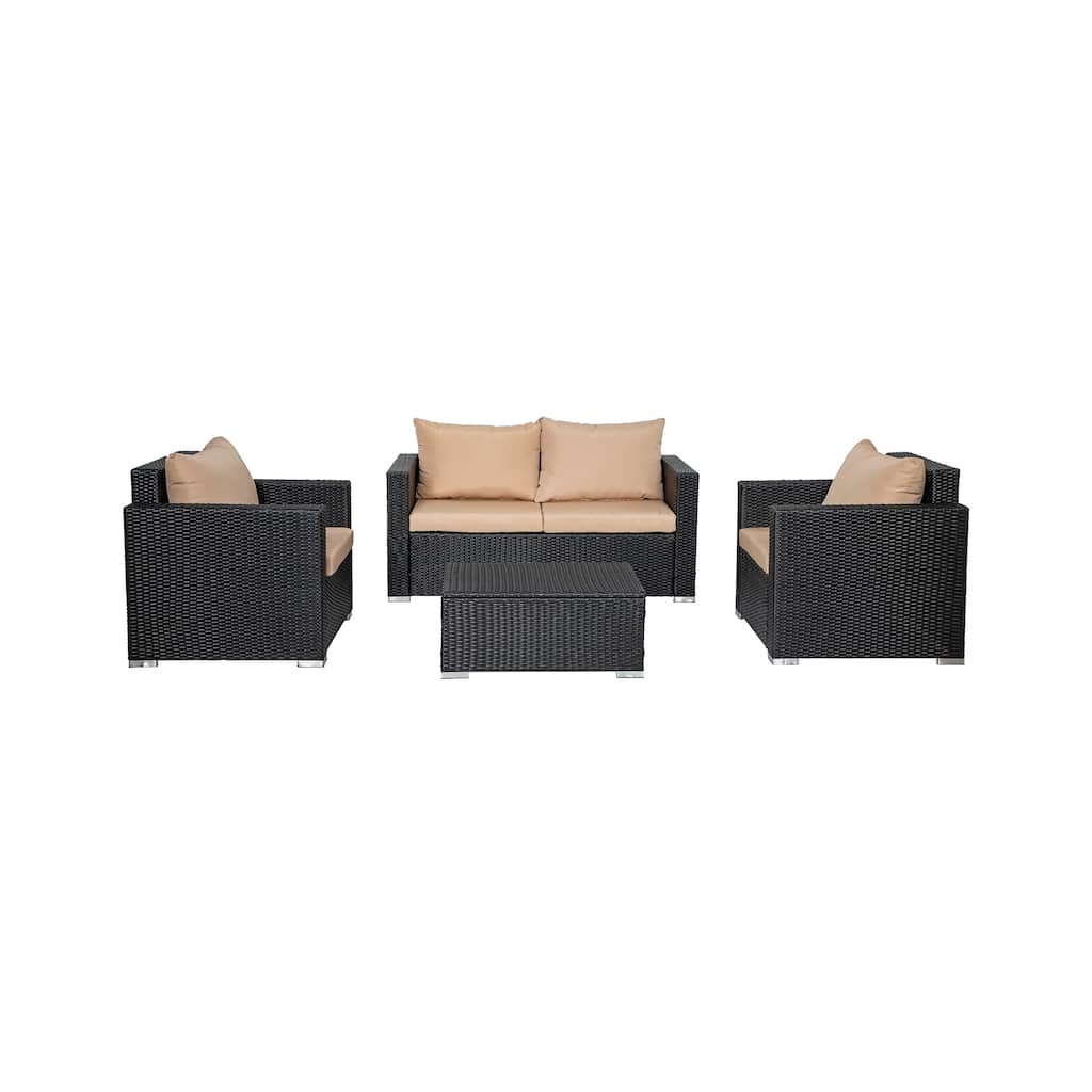 Landon 4-piece Wicker Outdoor Patio Furniture Set with Cushions