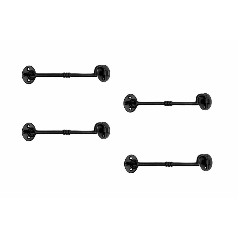 Black Wrought Iron Door Latch Lock 5 in. Hook and Eye Latch with Hardware  Pack of 4 Renovators Supply