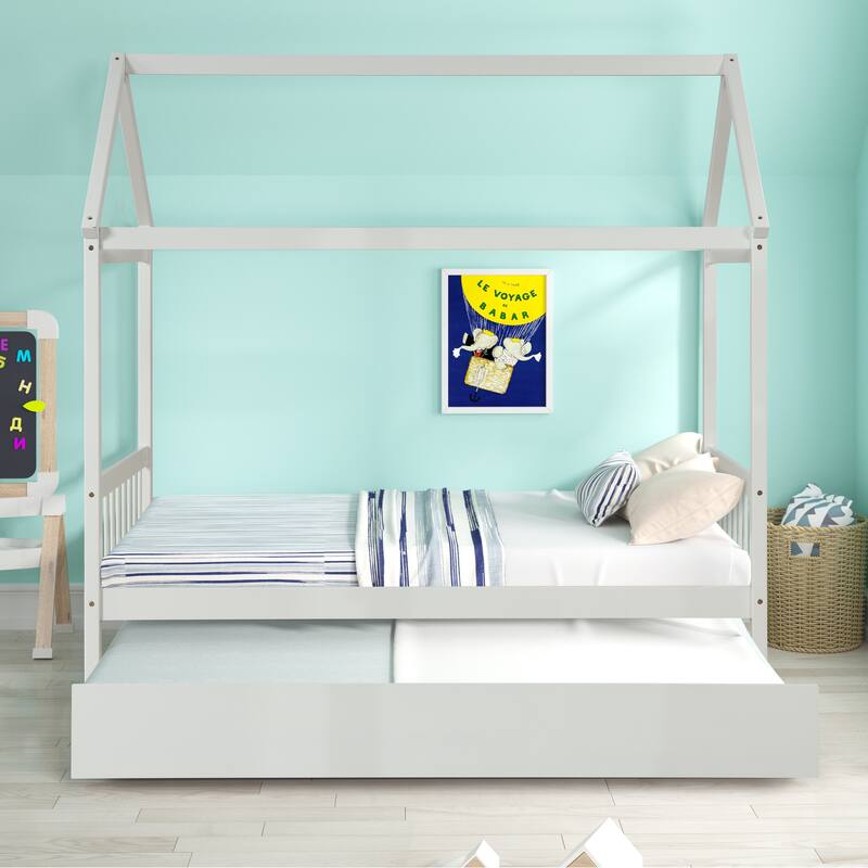 Twin Pine House Bed with Functional Trundle for Guests