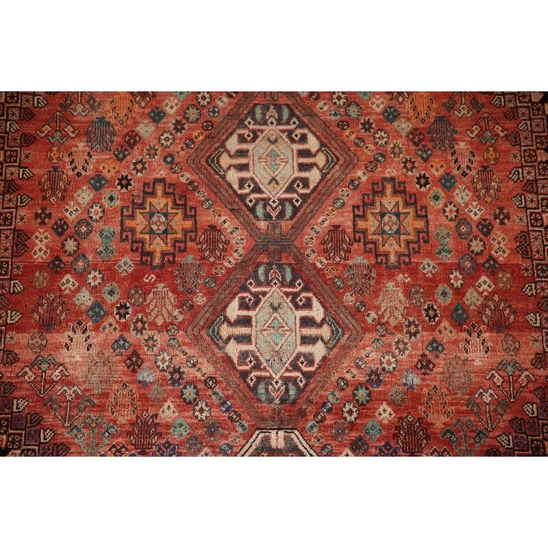 Tribal Geometric Shiraz Persian Vintage Area Rug Handmade Wool Carpet - 5'3"x 8'1"