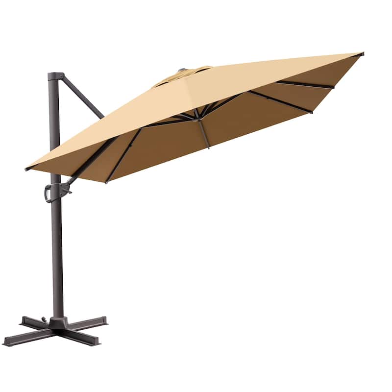 10 x 13 FT Luxury Aluminum Outdoor Shade Canopy Patio Cantilever Offset Umbrella with 360-degree Rotation