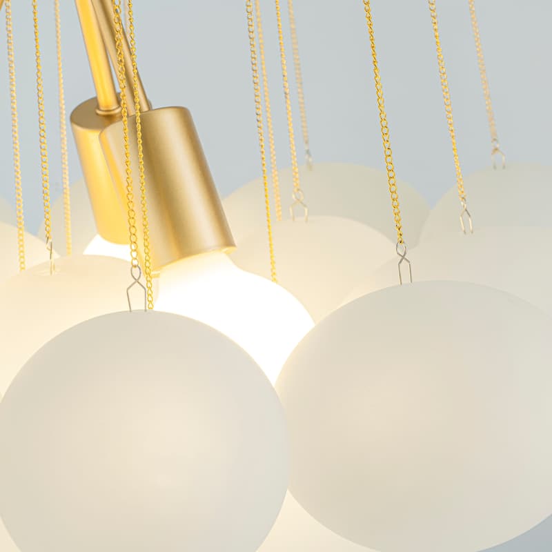 21 - Light Dimmable Frosted Glass Chandelier - 23.6 in. W x 48 in. H