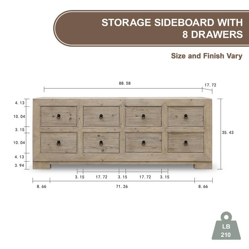 Capri Chest of Drawers Weathered Natural Pine 88x18x35H