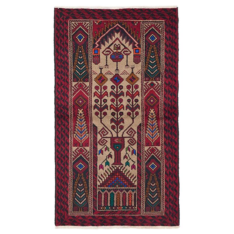 ECARPETGALLERY Hand-knotted Baluch Tan Wool Rug - 3'5 x 6'0