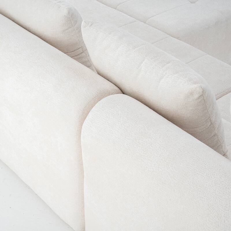 Chenille L Shaped Couch Boneless Couches for living room Tufted Sectional with Ottoman Modern Cloud Sofa