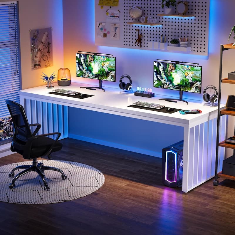 78.74" Extra Long Computer Desk, Double 2-Person Desk, Workstation Writing Study Table for Home Office