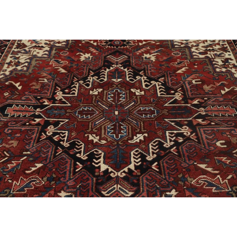 Hand Knotted Oriental 100% Wool Carpet Traditional Medallion Red Heriz Area Rug - 10' 1'' X 7' 1''