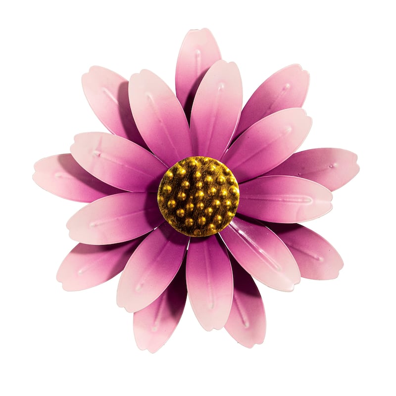 13" Metal Pink Sunflower Wall Spinner