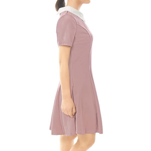 Andongnywell Womens Long Sleeve Peter Pan Collar Dress Doll Neck Flare Skater Dress Above Knee Tunic Dress