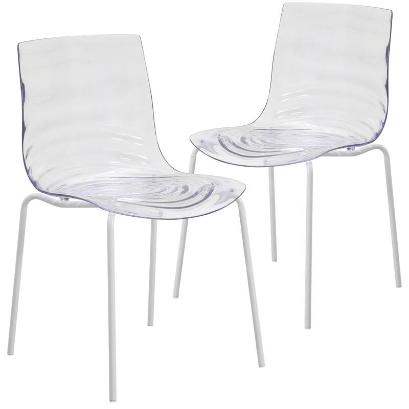 Dining Chair in ABS Plastic Side Chair with Stainless Steel Legs Kitchen Room Chair Set of 2 - Clear