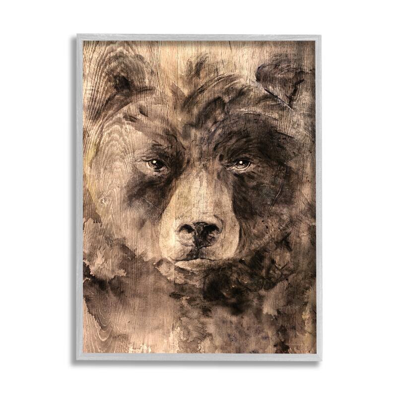 Stupell Rustic Bear Portrait Framed Giclee Art Design by Kamdon Kreations - 24 x 30 - Grey