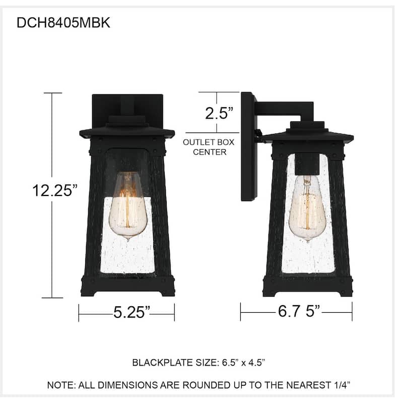 Drescher 1-Light Matte Black Outdoor Wall Lantern