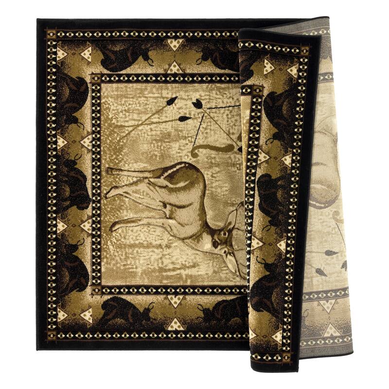 Wildlife Collection Black/Beige Area Rug