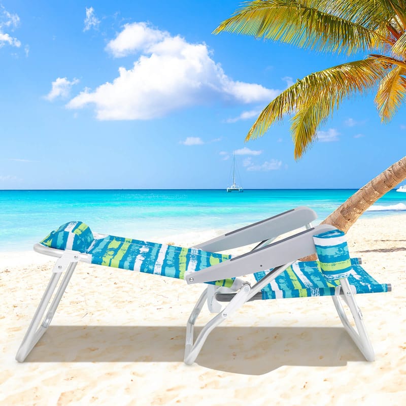 Costway 2 Pack Folding Beach Chair Lightweight Lay Flat Lounge Chair