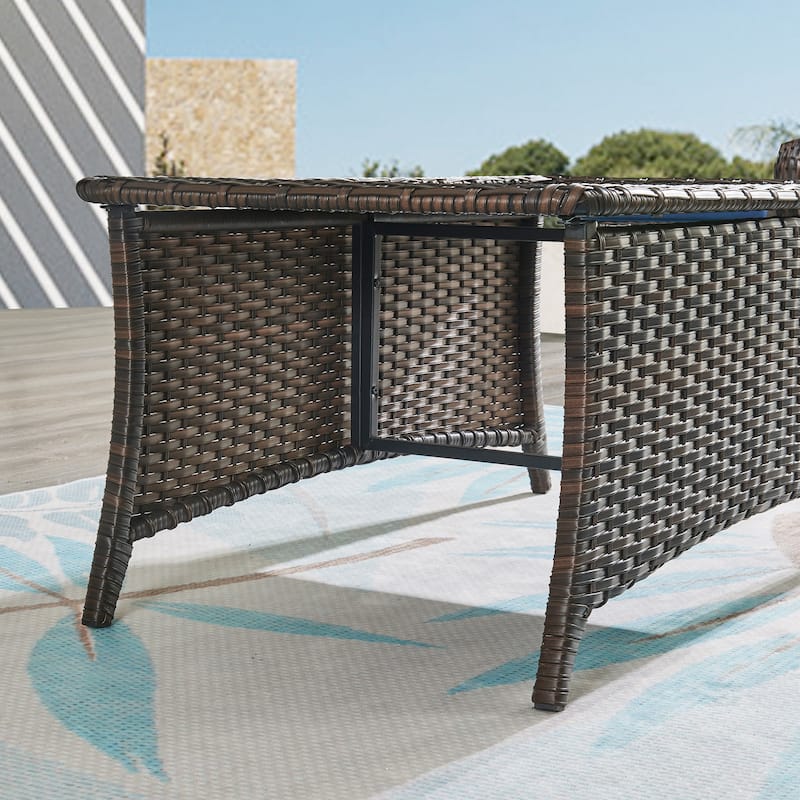 Pocassy Outdoor Patio Wicker Coffee Table-Rectangle - 46.5X28.5X21