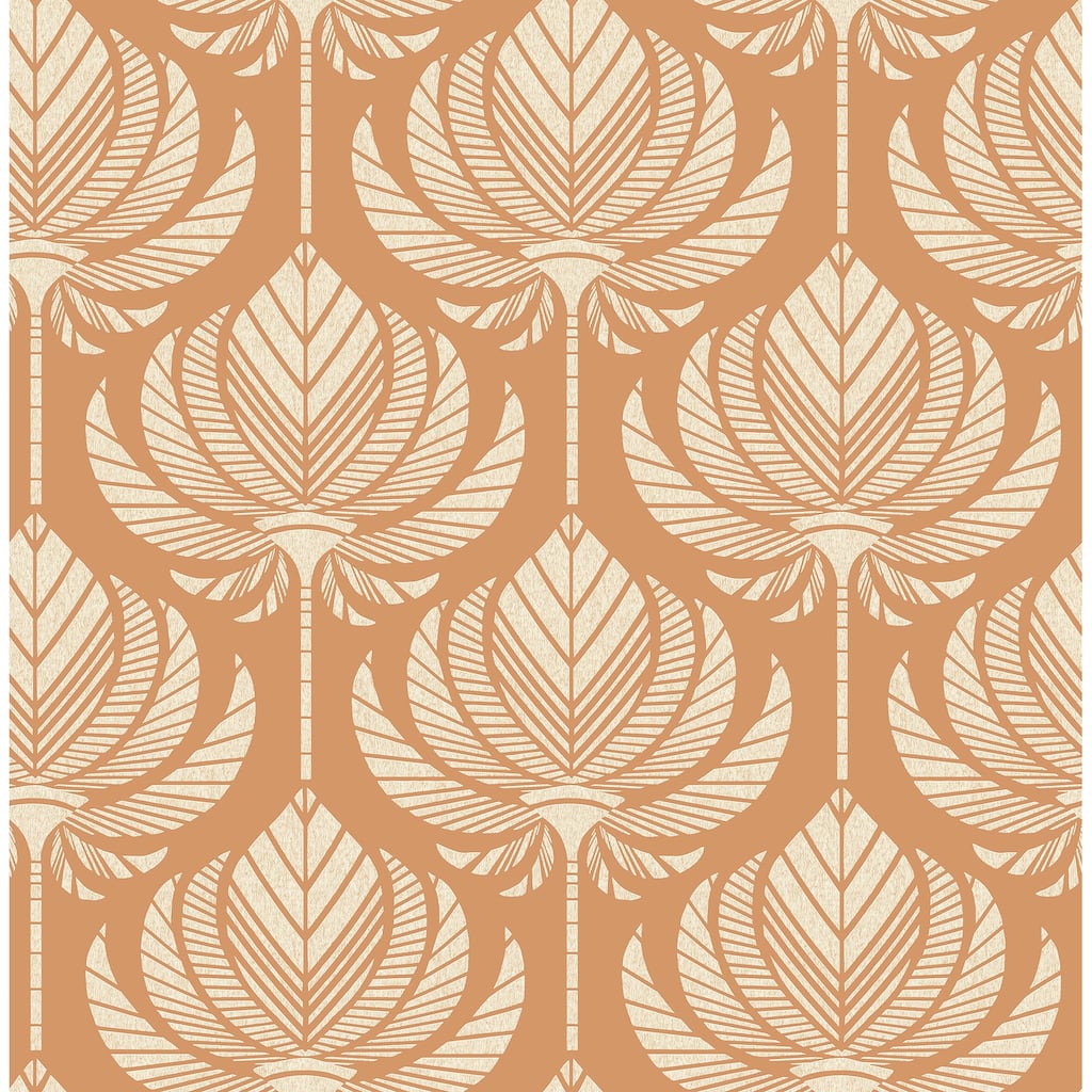 A-Street Prints Palmier Orange Lotus Fan Wallpaper