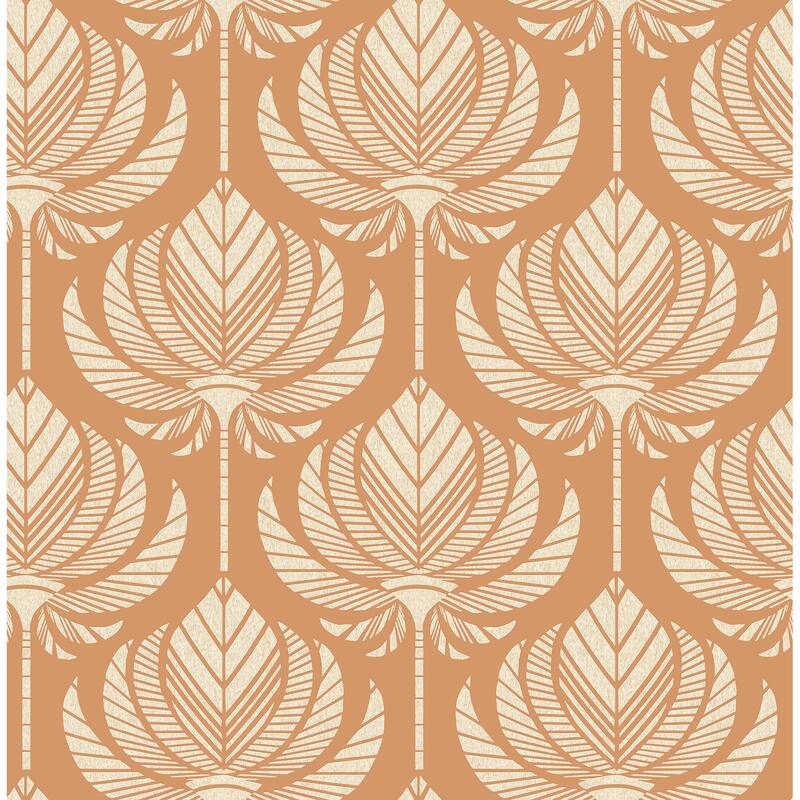 A-Street Prints Palmier Orange Lotus Fan Wallpaper