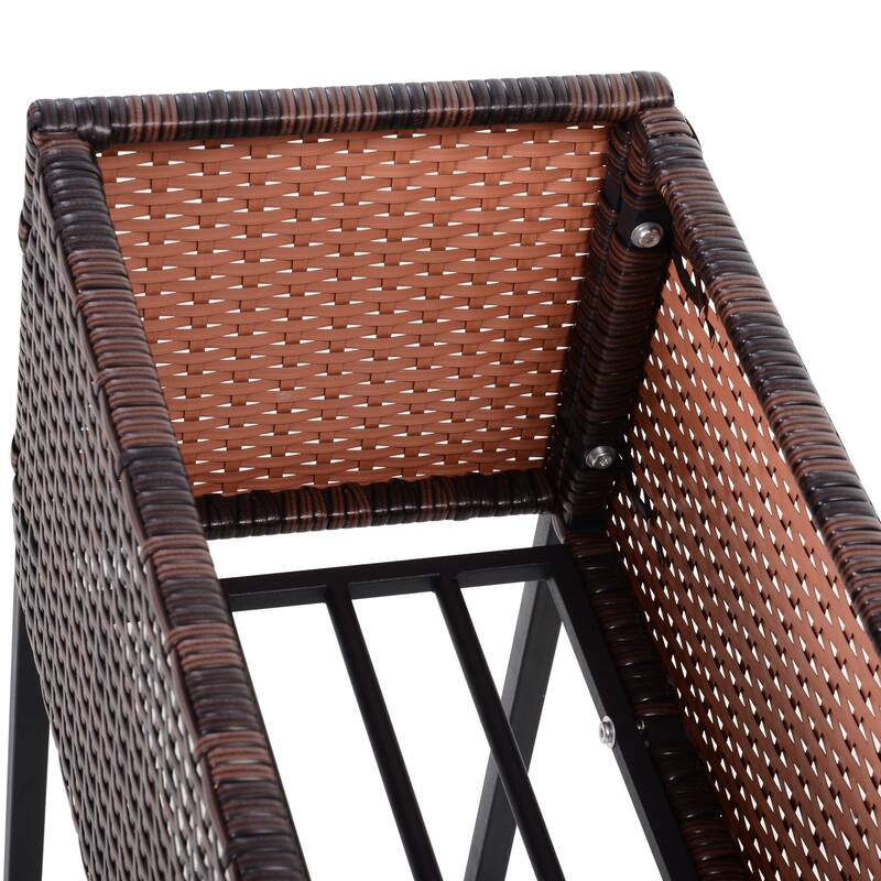 Raised Garden Bed, Elevated Planter Box with Rattan Wicker Look, Tool Storage Shelf, Portable Design for Herbs, Vegetables