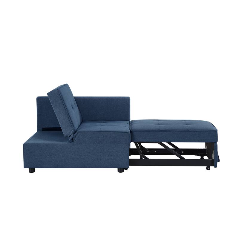4-in-1 Sofa Bed - Convertible Recliner with Wood Frame