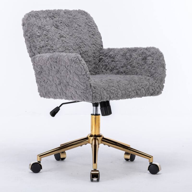 Office Chair with Golden Metal Base, Adjustable Swivel Desk Chair, Reclining Vanity Chair for Home Office or Bedroom