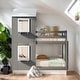 preview thumbnail 1 of 36, Twin Over Twin Bunk Bed with Roof, Window, Guardrail & Ladder Grey