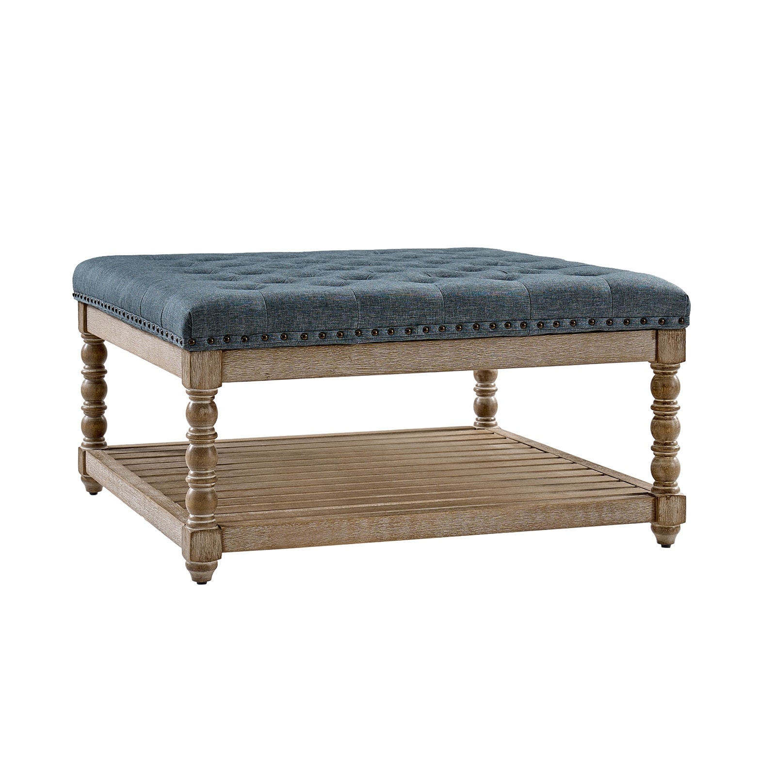 Jeffrey 33.25"W Tufted Square Cocktail Ottoman With Storage Tray By HULALA HOME
