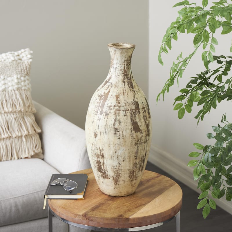 Ceramic Antique Style Distressed Decorative Vase - Brown - Roche River Decor