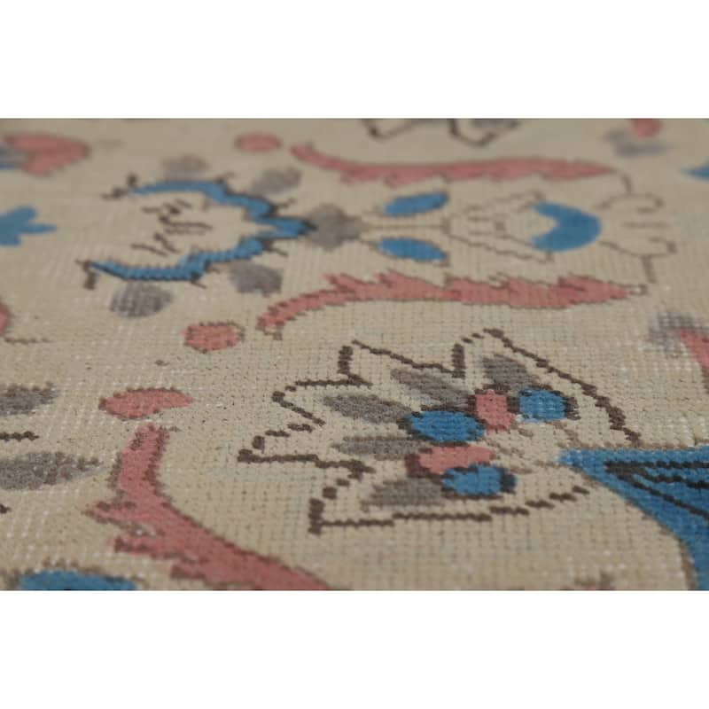 Floral Tabriz Persian Area Rug Traditional Beige Handmade Wool Carpet - 8'1"x 10'11"