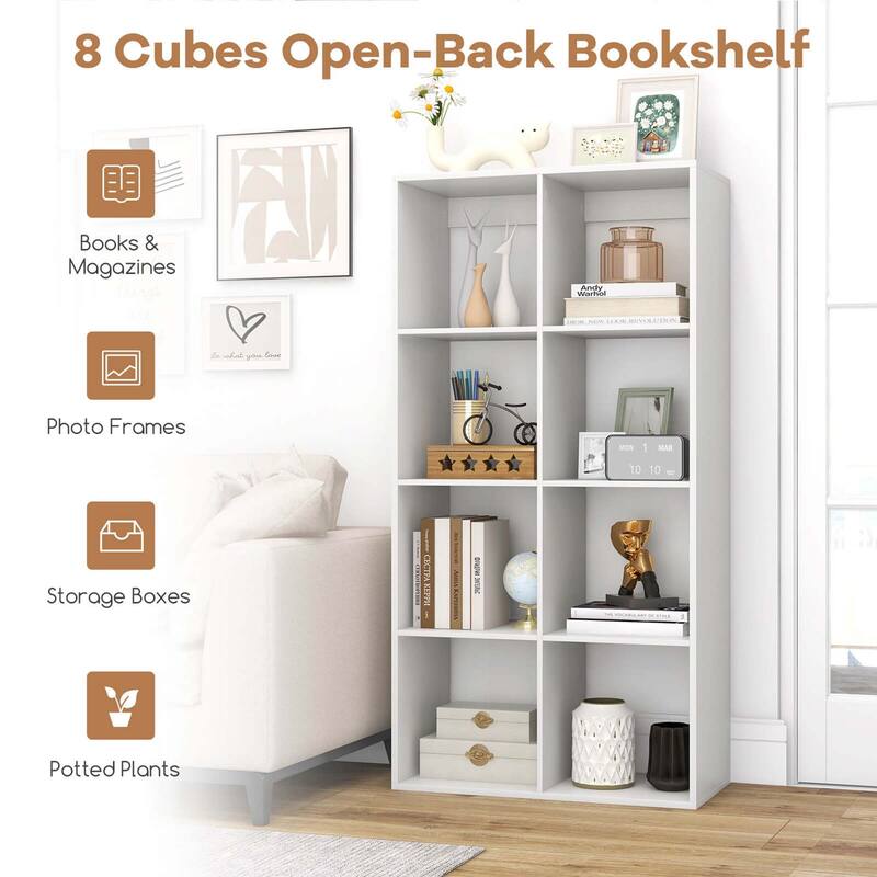 Costway 4/6/8/9-Cube Open Bookshelf with Anti-tip Kits Home Modern