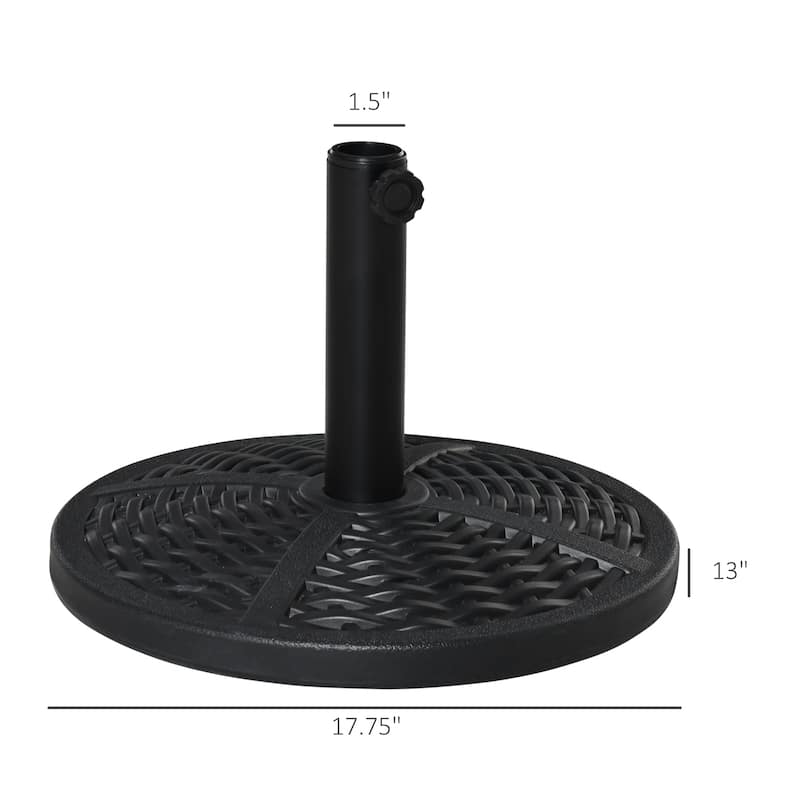 Outsunny Market Umbrella Base Holder 18" Heavy Duty Round Parasol Stand with Rattan Design for Patio, Black - Φ 17.75" x 13" H