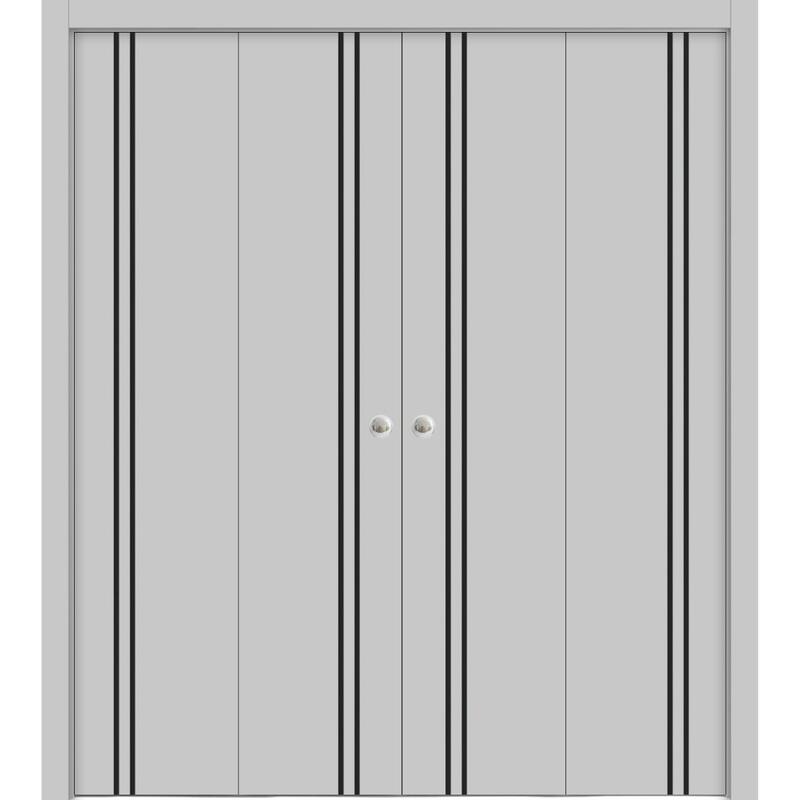 Bi-fold Doors 56 x 80 Planum 0016 Grey Matte with Sturdy Tracks - 72" x 96" (4* 18x96)