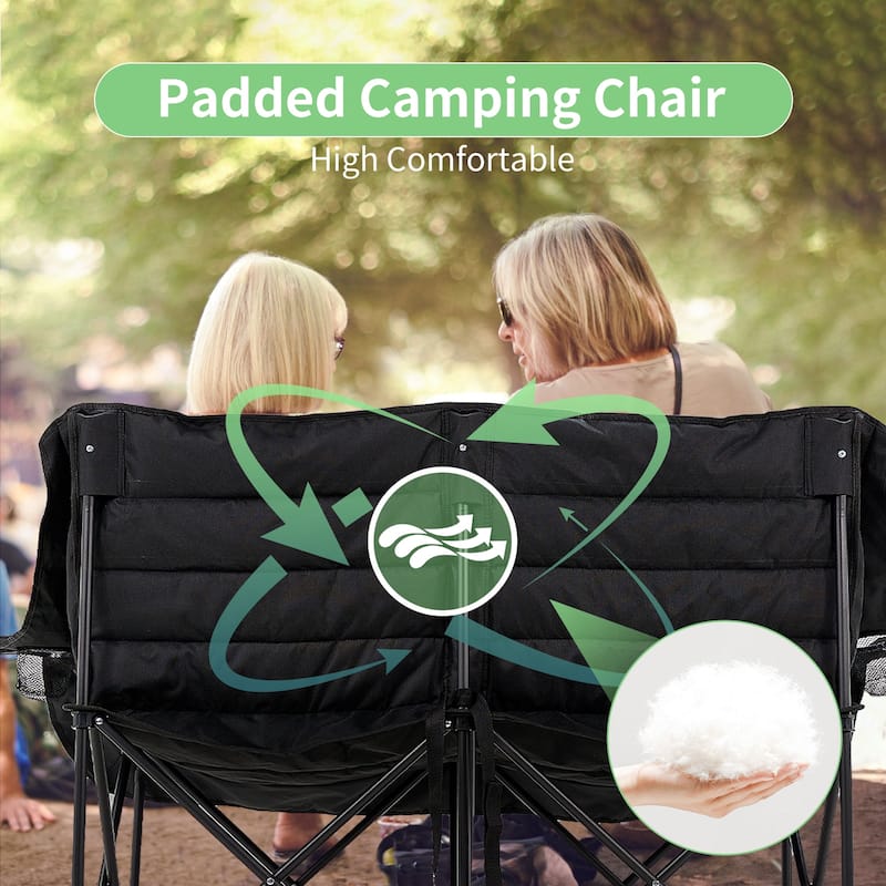 DoCred Oversized 2 Person Folding Fully Padded Camping Chair