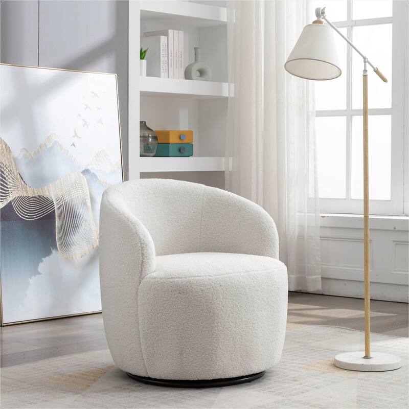 Teddy Fabric Swivel Accent Armchair Barrel Chair