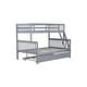 preview thumbnail 11 of 10, Functional Design Wood Bunk Bed with with Trundle, Convertible Ladder and Guardrail, Twin Over Full, Grey