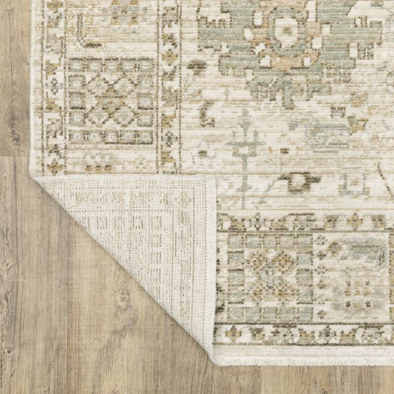 Style Haven Lucia Vintage Floral Medallions Gold/Pale Blue