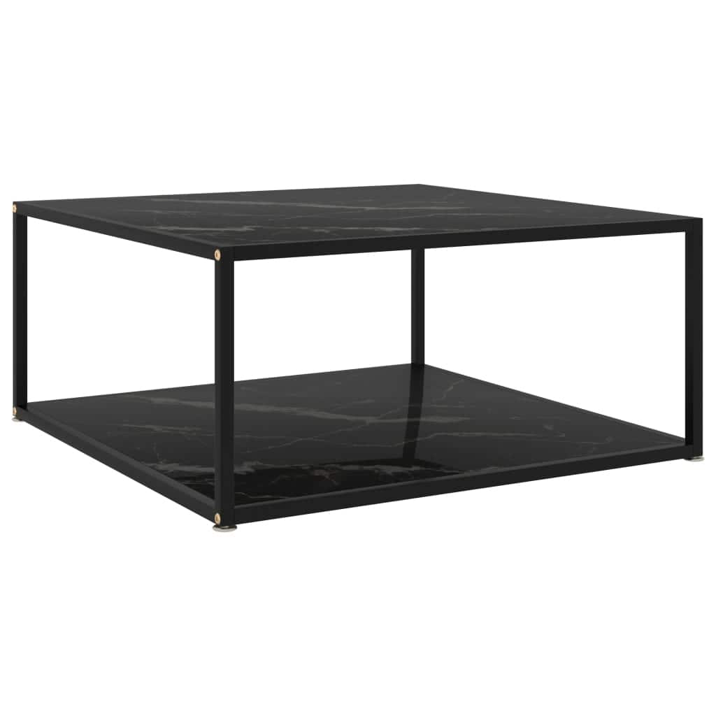 vidaXL Coffee Table Black 31.5"x31.5"x13.8" Tempered Glass - 31.5" x 31.5" x 13.8"