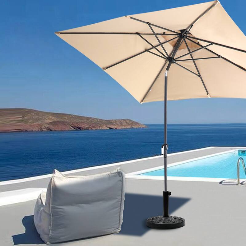10 x 6.5 Ft Double Top Market Patio Umbrella with Base