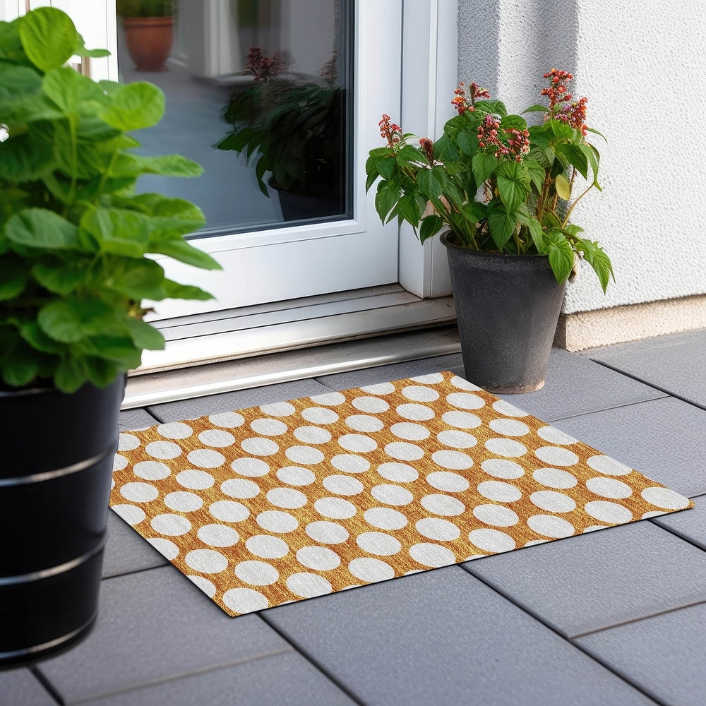 Machine Washable Indoor/ Outdoor Chantille Modern Dots Rug
