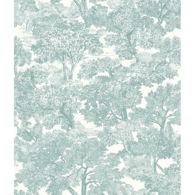 Chesapeake Spinney Teal Toile Wallpaper - 20.5in x 396in x 0.025in