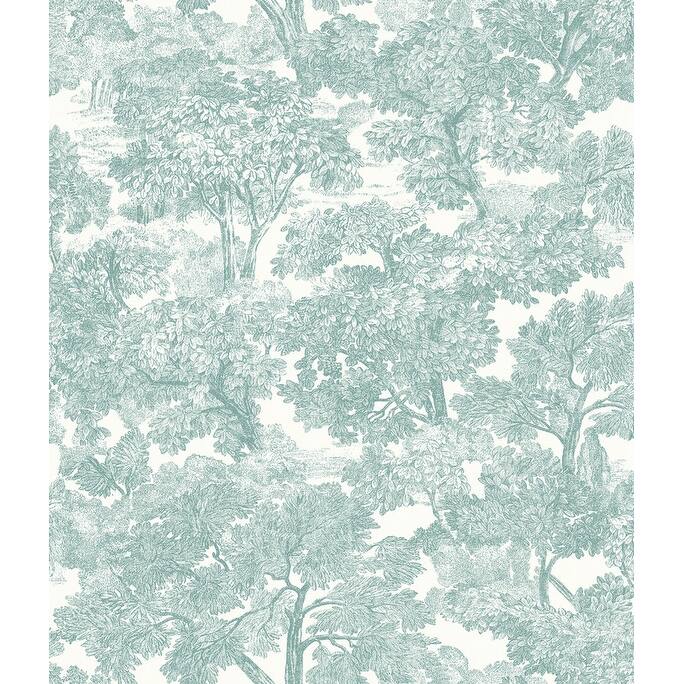 Chesapeake Spinney Teal Toile Wallpaper - 20.5in x 396in x 0.025in