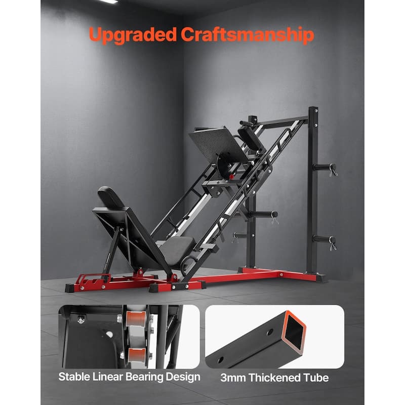 Carbon Steel Leg Press with Hack Squat Machine and 3-Level Adjustable Backrest Perfect for Home Gym Training - 85” x 58” x 48”