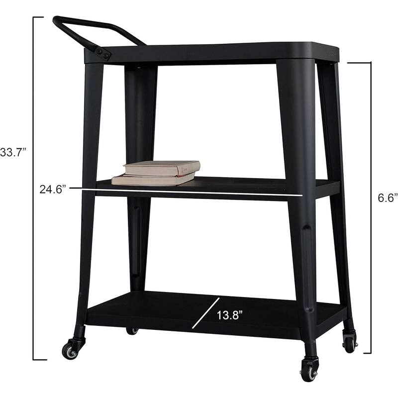 3-Tiered Metal Frame,Industrial Dining Cart with Swivel Wheels